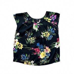 Rafaella Kids Floral Top - Black with Multicolor Flowers